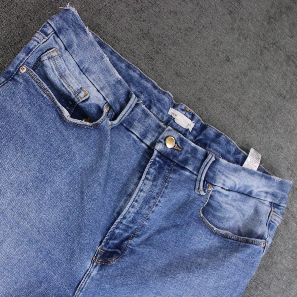 Good American Always Fits Good Straight Jeans Indigo316 Size 14-18 Raw Hem Blue